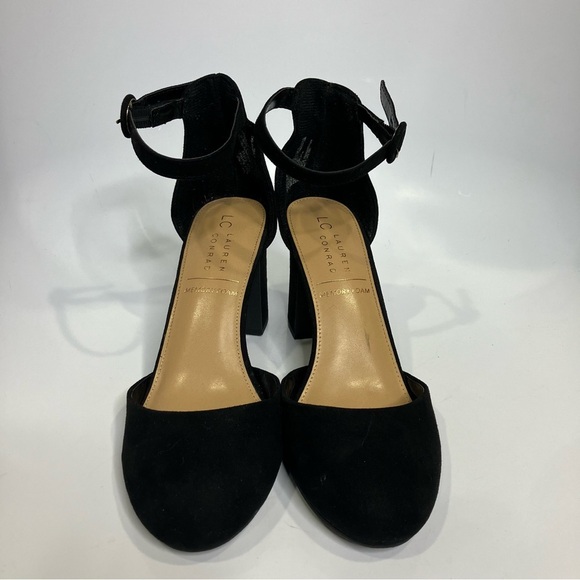LC Lauren Conrad Hydrangea black ankle strap shoes block heel women’s size 10 - Picture 3 of 9